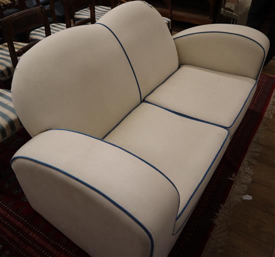 An Art Deco style upholstered two seater settee W.170cm